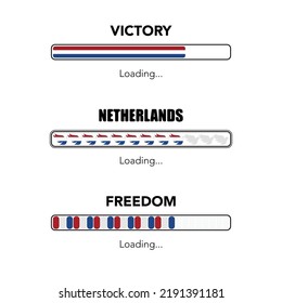 Set of three different loading progress bars with Ukraine national color flag and design elements