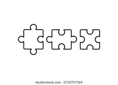 Set of Three different puzzle pieces connecting each other. Cooperation and teamwork. Creative concept business strategy collection. Vector design illustration elements.