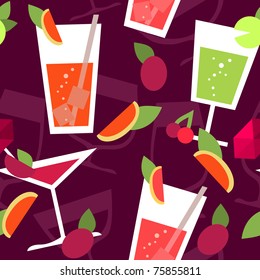 Set of three different stylized cocktails on dark background