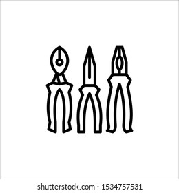 Set Of Three Different Types Of Pliers And Side Cutters
