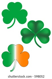 A set of three different vector shamrock designs.