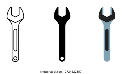 Conjunto de tres diferentes iconos de llave en varios colores