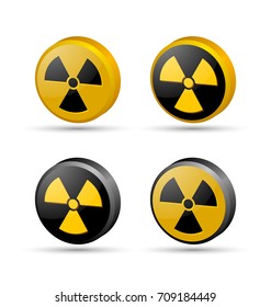 Set of three dimensional nuclear symbols isolated on white background
