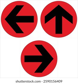 Set of three directional arrows pointing left, right, and up, providing clear guidance and navigation.