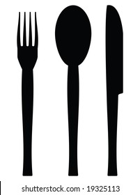set of three dishware silhouette in vector mode