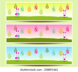 set of three Easter banners