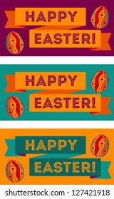 Set of three easter banners in bright colors