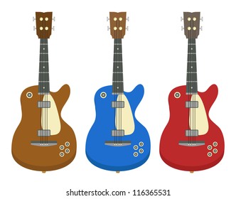 set of three electric guitars