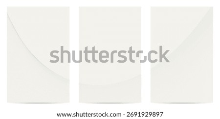 Set of three elegant, minimalist vertical abstract backgrounds with subtle curves and textures in light neutral tones, perfect for modern design, presentations, or banners.