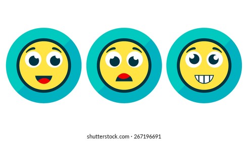 Set of Three Emotion Stickers Isolated on White