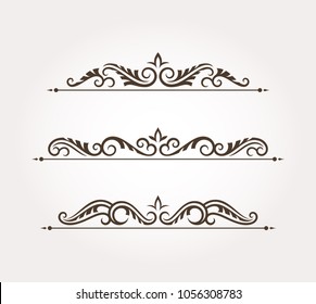 Set with three fancy page borders. Decorative ornaments. Vector illustration