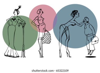 Set of three female silhouettes.