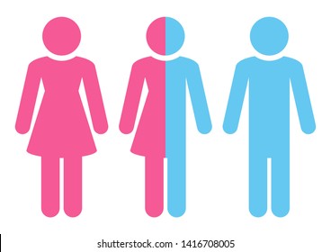 Set Of Three Figures Female Miscellaneous Male Pink And Blue