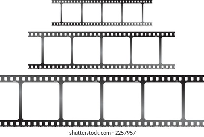 a set of three films laid horizontal to be used as placeholders or a background