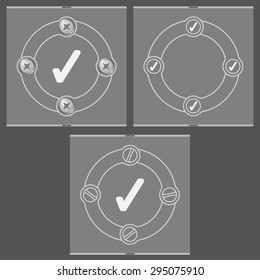 Set of three flat frames and check box