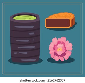 set of three flat moon festival items