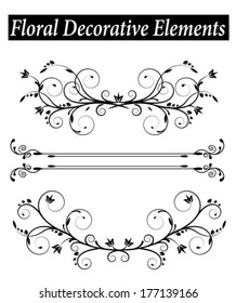 Set three Floral decorative element with swirls