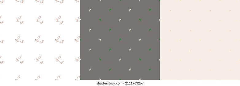 Set of three floral seamless on the color background