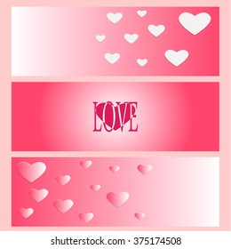 Set of three flyers, gift certificates, backgrounds Valentine's Day.