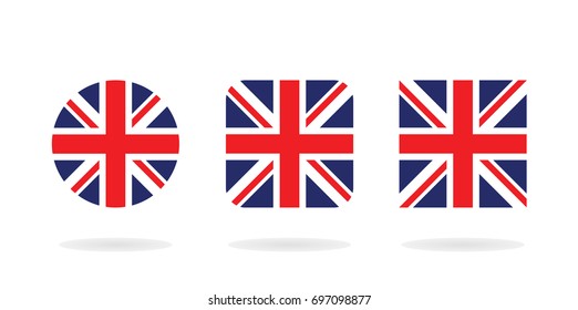 Set of three form The Union Jack. Vector icons. National flag of the United Kingdom