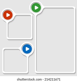 set of three frames for any text with play symbol