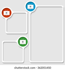 Set of three frames for any text with tv icon