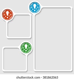Set of three frames for any text with exclamation mark