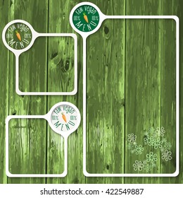 Set of three frames for any text with vegan menu symbol