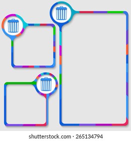 set of three frames for your text and trashcan