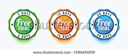 set of three free trial badges