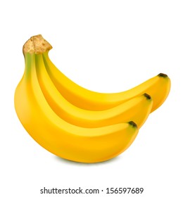 set of three fresh bananas isolated, shaded