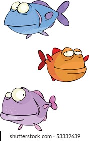 Set of three funny fish