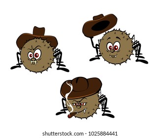 A set of three funny spiders  of different emotions