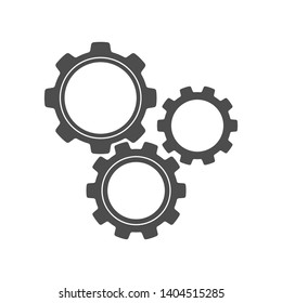 Set of three gear silhouettes, isolated on white background.