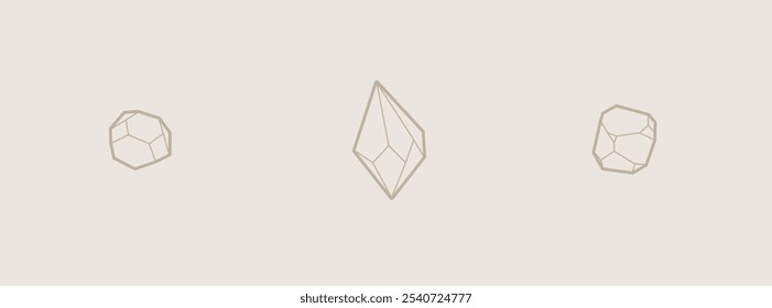 Set Of Three Gems Crystals In Different Shapes Isolated Vector Design