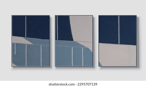 Set of three geometric art paintings, abstract paintings, vector file, vector illustration, wall decor, postcard, wallpaper, poster, card, mural, rug, hanging picture, print