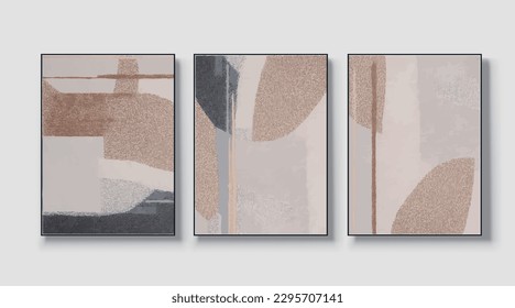 Set of three geometric art paintings, abstract paintings, vector file, vector illustration, wall decor, postcard, wallpaper, poster, card, mural, rug, hanging picture, print