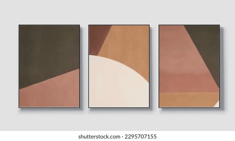 Set of three geometric art paintings, abstract paintings, vector file, vector illustration, wall decor, postcard, wallpaper, poster, card, mural, rug, hanging picture, print