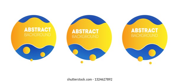 Set of three geometric badges. Trendy gradient banners. Useful for placard, card, poster, logo, social post.