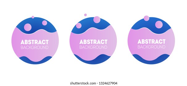 Set of three geometric badges. Trendy gradient banners. Useful for placard, card, poster, logo, social post.