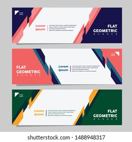 Set of three geometric banner , modern style template design. Landing page design , promotion banner , website banner.