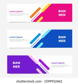 Set of three geometric banner with modern modern style , website banner template design. Landing page design , promotion banner , advertising. Easy to use and customize.  Vector Illustration EPS 10