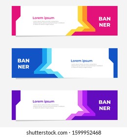 Set of three geometric banner with modern modern style , website banner template design. Landing page design , promotion banner , advertising. Easy to use and customize.  Vector Illustration EPS 10