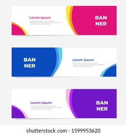 Set of three geometric banner with modern style , website banner template design. Landing page design , promotion banner , advertising. Easy to use and customize.  Vector Illustration EPS 10