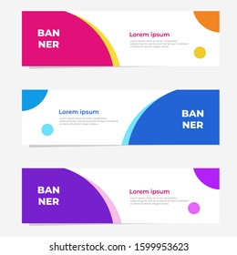 Set of three geometric banner with modern style , website banner template design. Landing page design , promotion banner , advertising. Easy to use and customize.  Vector Illustration EPS 10