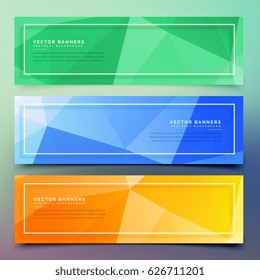 set of three geometric colorful banners