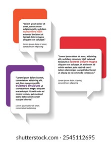 Set of three geometric quotes template. Quote box frame. Quote text in speech bubble.