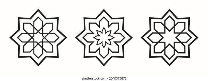 Set of three geometric shape design element for wallpaper, border and symbol. Vector