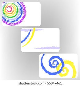 set of three gift cards with abstract images