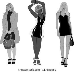 Set of three girls